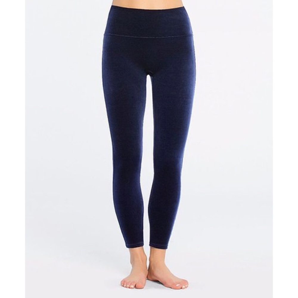 Spanx Velvet Leggings in Color Lapis Night - Picture 3 of 6